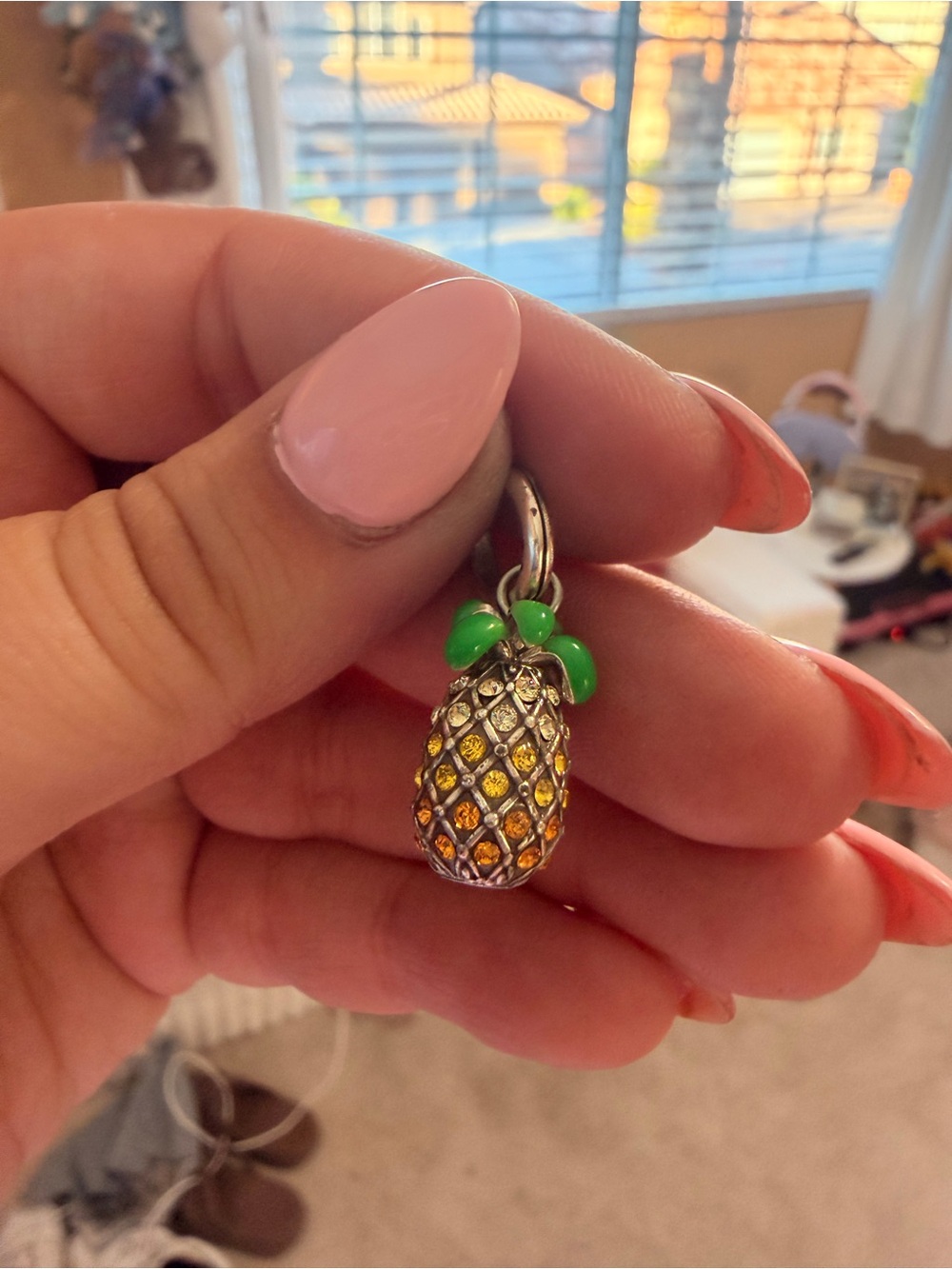 Brighton Yellow Crystal & Green Enamel Pineapple Charm